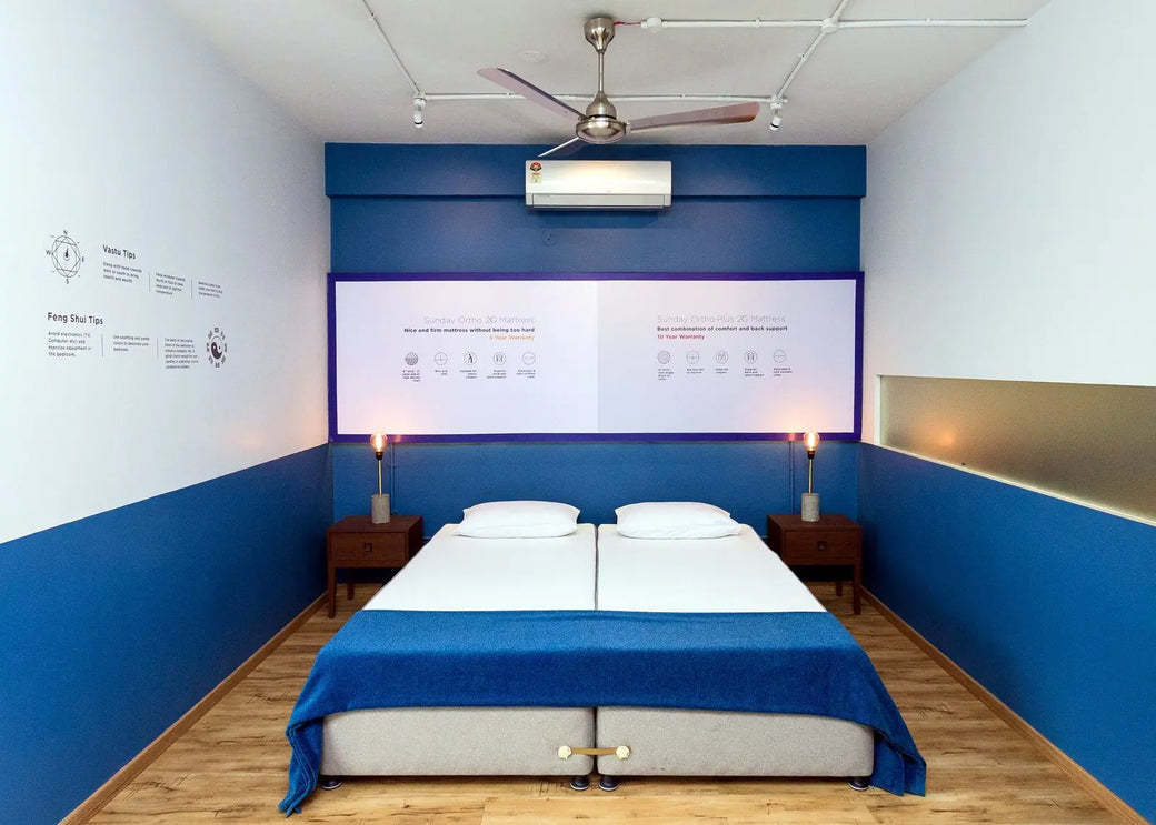 The display bedroom in the Bengaluru Sleep Lounge