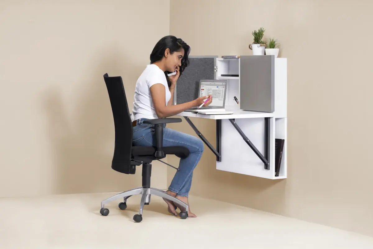 Working at the WorkPod on a chair